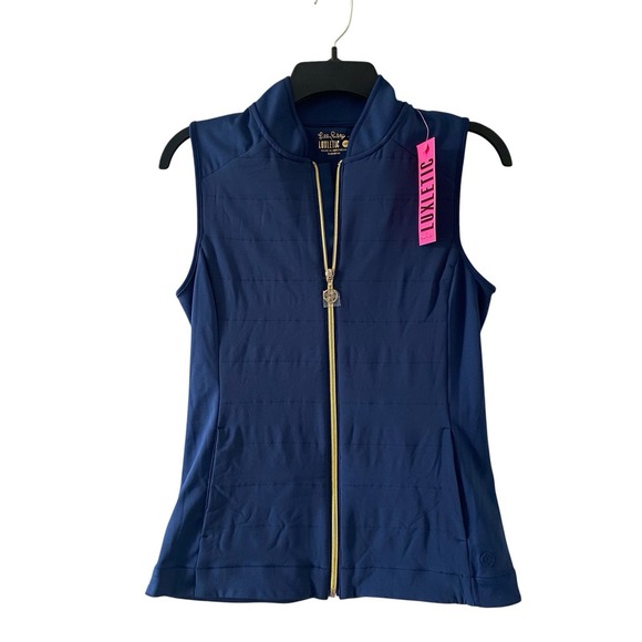 Lilly Pulitzer Jackets & Blazers - Lilly Pulitzer Luxletic Kimberline Hybrid Vest XXS Low Tide Navy NWT Flaw